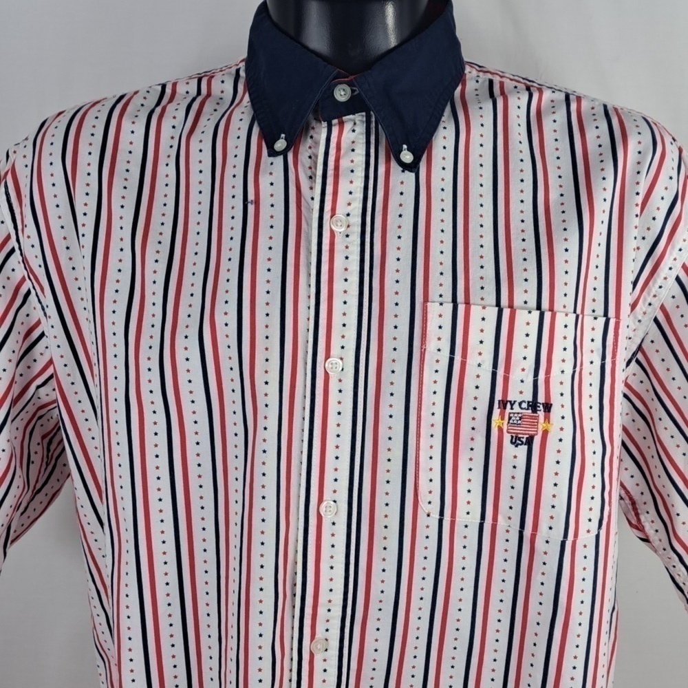 Ivy Crew stars & stripes red/white & blue XL casual preppy button-up shirt